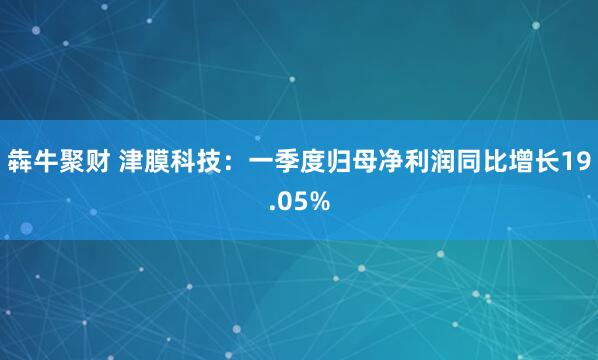 犇牛聚财 津膜科技：一季度归母净利润同比增长19.05%